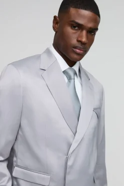 Blazer Satiné Surdimensionné et Carré