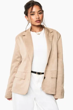 Blazer à simple boutonnage en synthétique-suède
