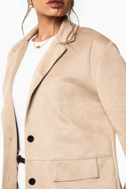 Blazer à simple boutonnage en synthétique-suède