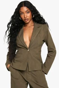 Blazer à simple boutonnage style lin sur mesure