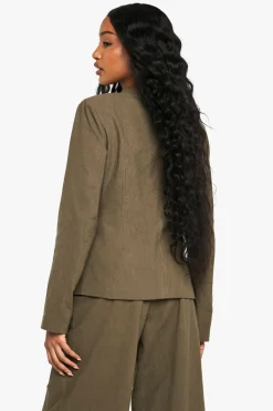 Blazer à simple boutonnage style lin sur mesure