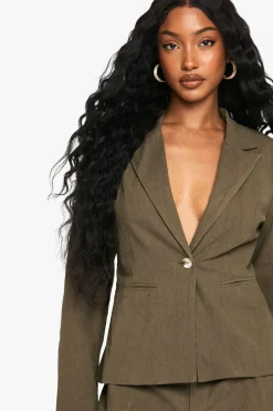 Blazer à simple boutonnage style lin sur mesure