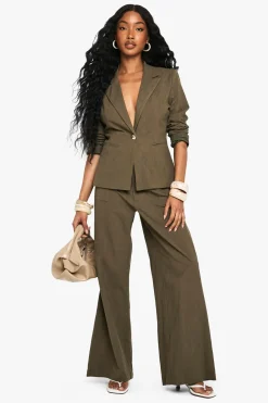 Blazer à simple boutonnage style lin sur mesure