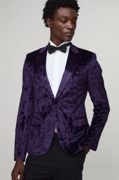 Blazer Skinny Fit en velours crushé