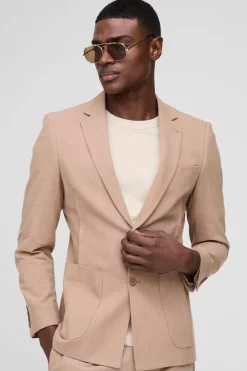 Blazer Slim Fit en mélange de lin