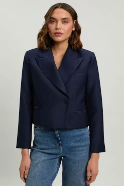 Blazer Smoking Court En Satin Ajusté