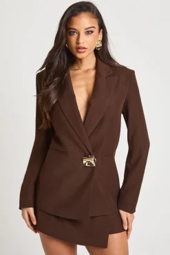 Blazer surdimensionné ajusté avec bordure dorée