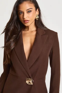 Blazer surdimensionné ajusté avec bordure dorée