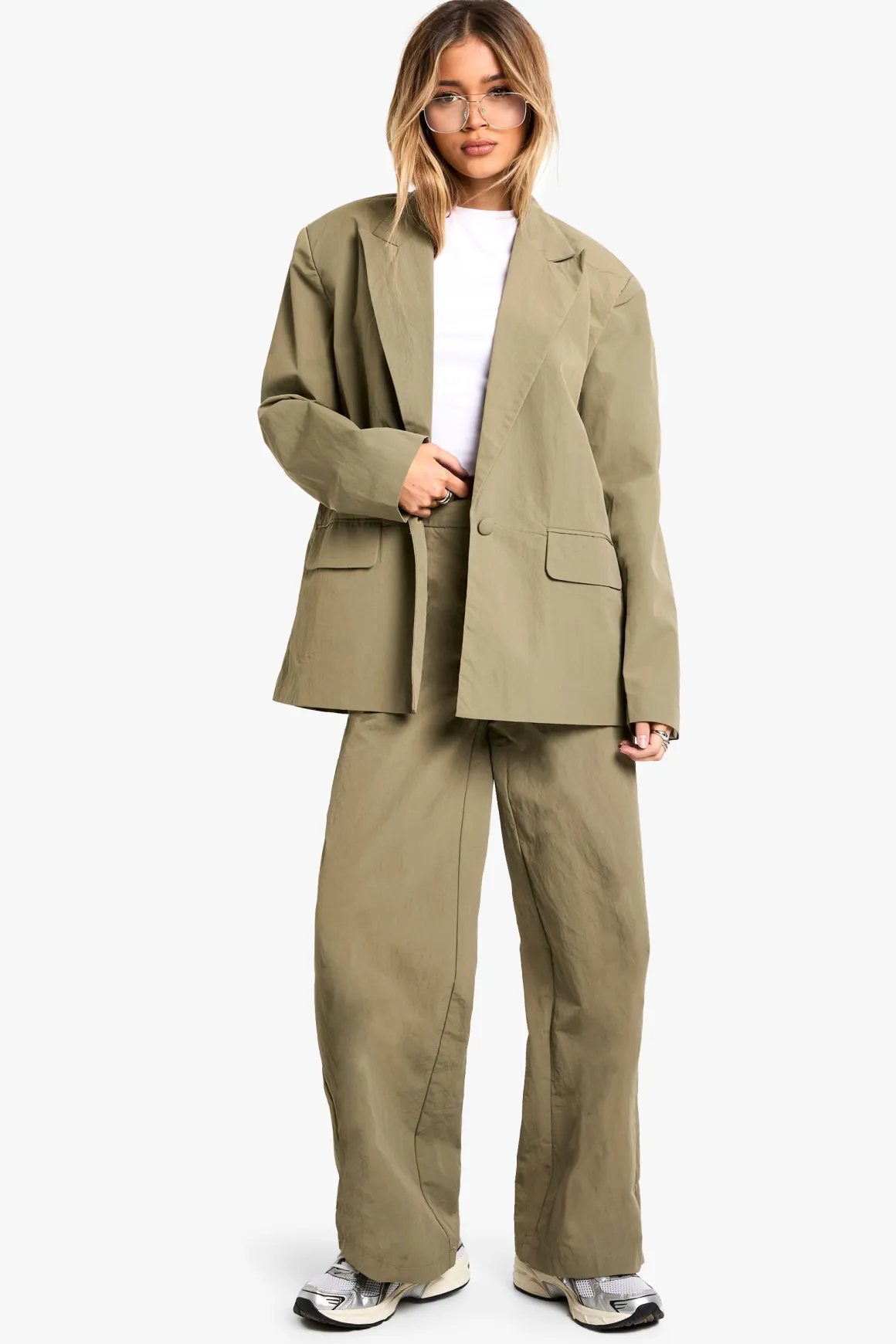 Blazer surdimensionné en nylon ajusté