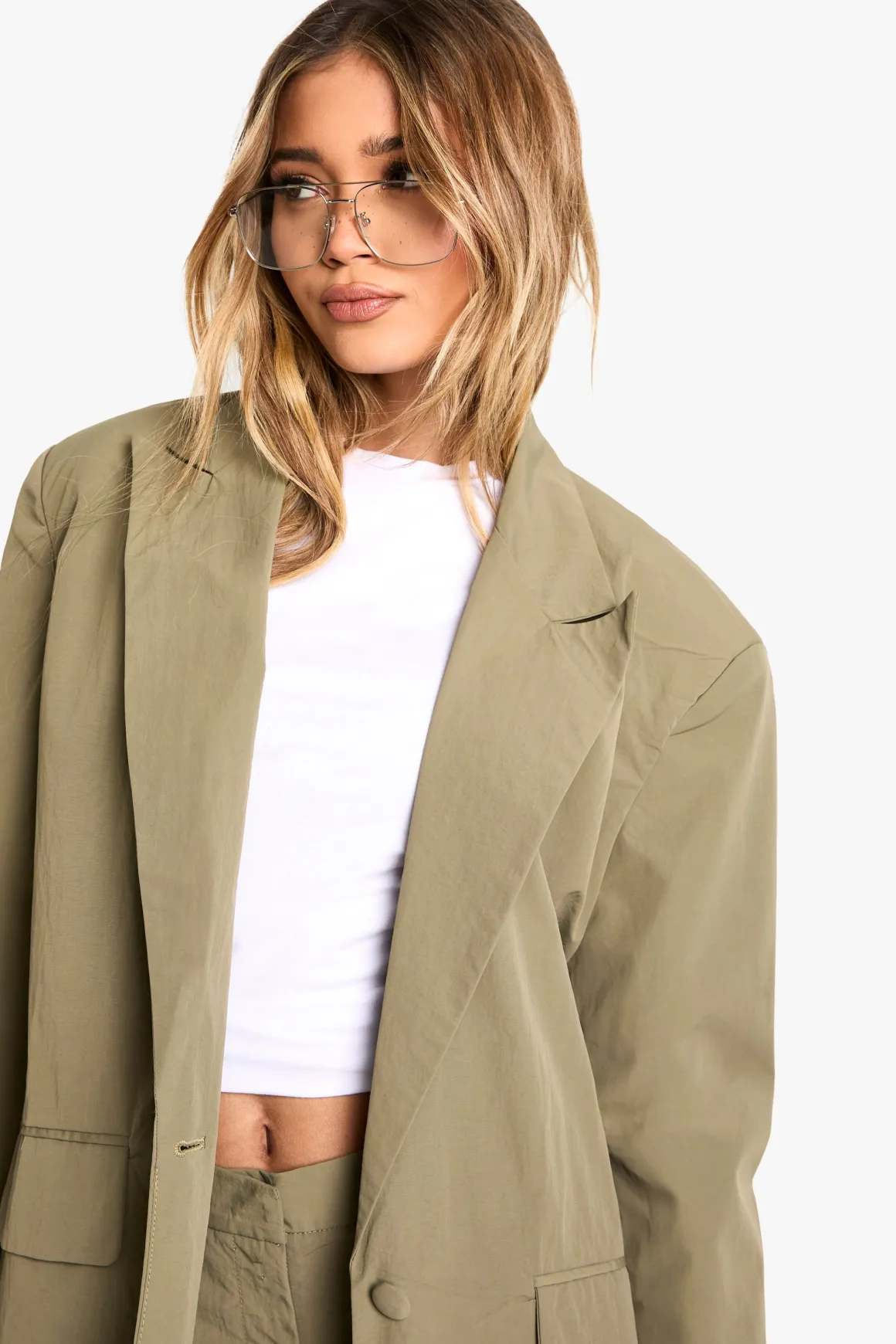 Blazer surdimensionné en nylon ajusté