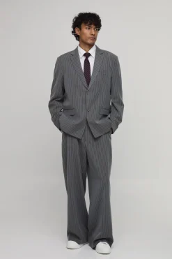 Blazer Surdimensionné À Fines Rayures