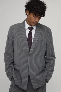 Blazer Surdimensionné À Fines Rayures
