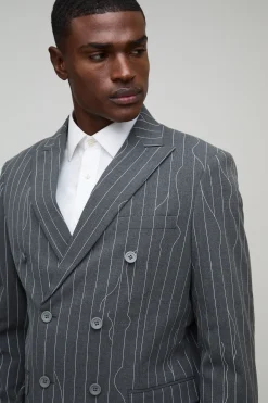 Blazer surdimensionné à fines rayures déformées