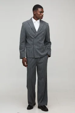 Blazer surdimensionné à fines rayures déformées