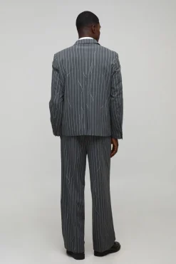 Blazer surdimensionné à fines rayures déformées