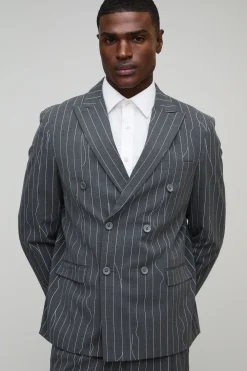 Blazer surdimensionné à fines rayures déformées