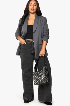 boohoo Blazer surdimensionné tissé à double boutonnage pour grandes tailles<Femme Tailleurs|Blazers