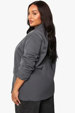 boohoo Blazer surdimensionné tissé à double boutonnage pour grandes tailles<Femme Tailleurs|Blazers