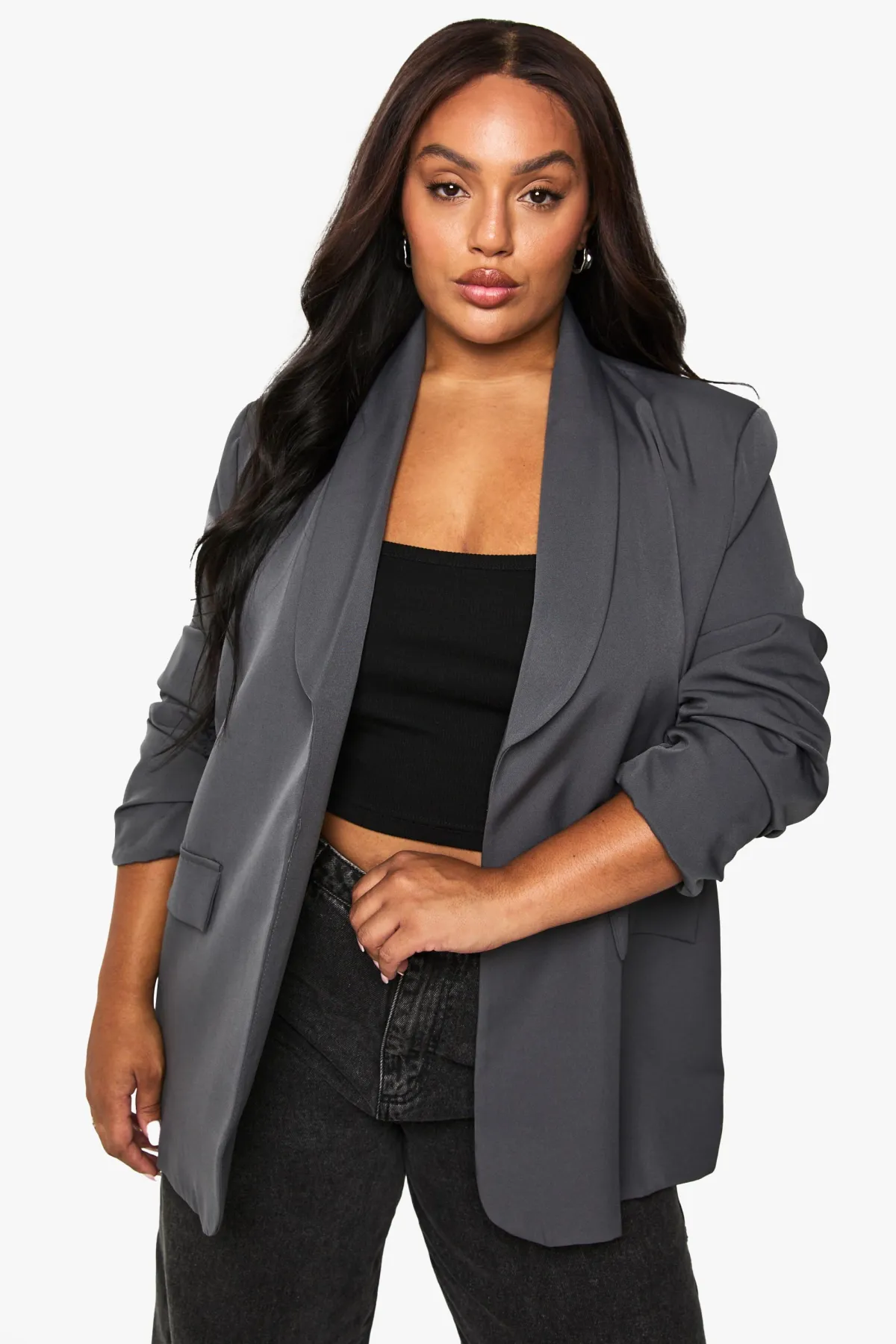 boohoo Blazer surdimensionné tissé à double boutonnage pour grandes tailles<Femme Tailleurs|Blazers