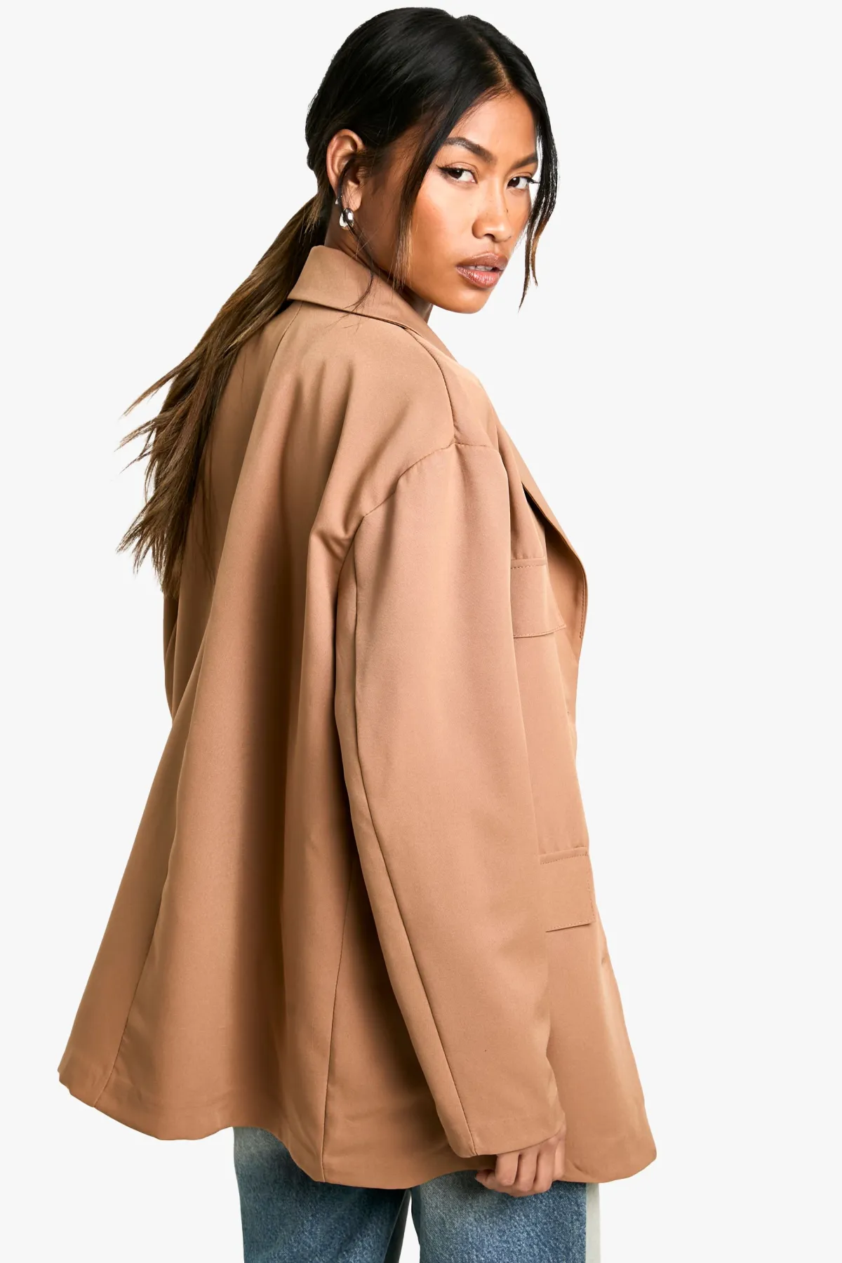 boohoo Blazer surdimensionné tissé à poches décontractées<Femme Blazers|Vestes & Manteaux