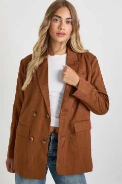 Blazer sur mesure à double boutonnage effet lin