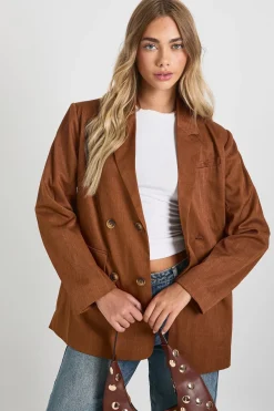 Blazer sur mesure à double boutonnage effet lin
