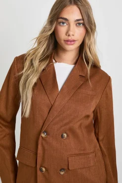 Blazer sur mesure à double boutonnage effet lin