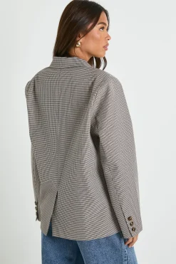 boohoo Blazer sur mesure oversize à petits carreaux Tonal<Femme Tailleurs|Blazers