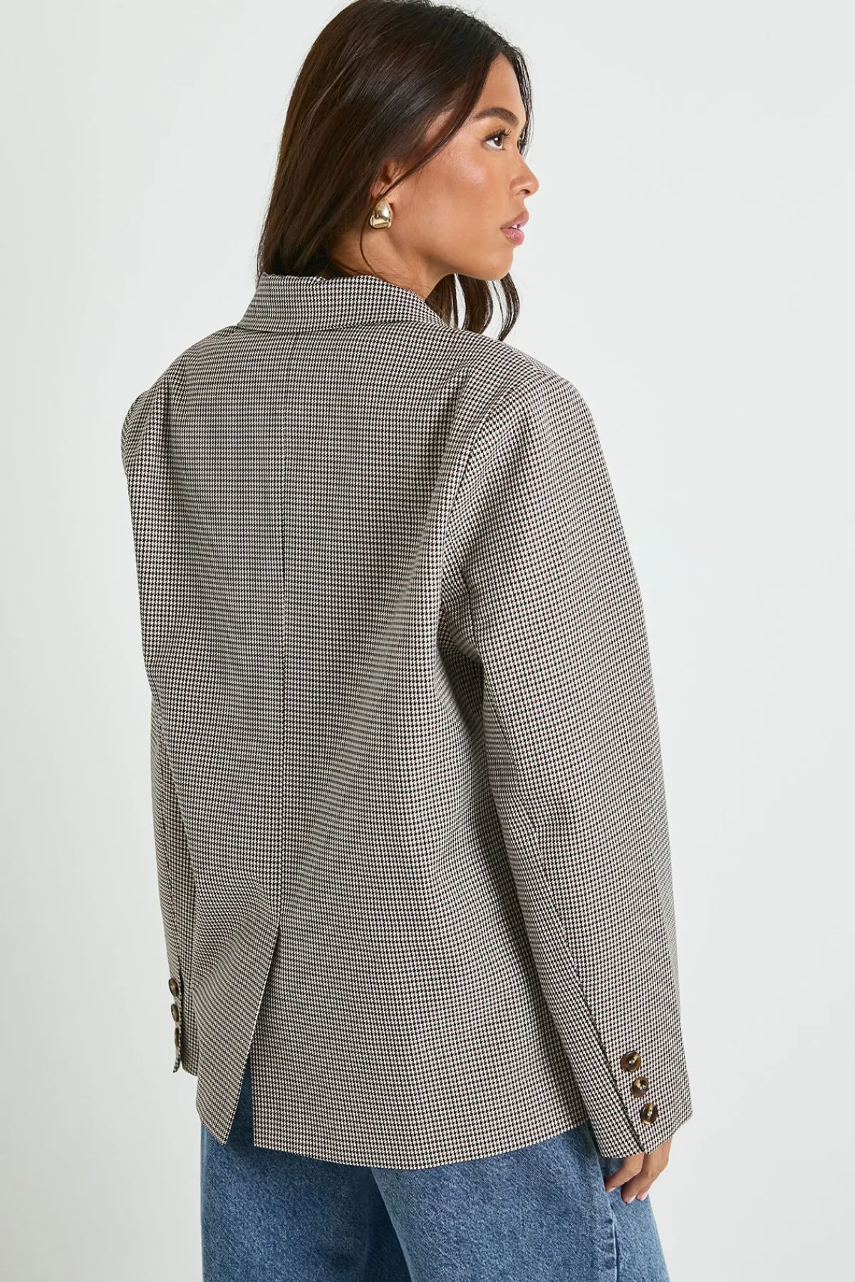 boohoo Blazer sur mesure oversize à petits carreaux Tonal<Femme Tailleurs|Blazers