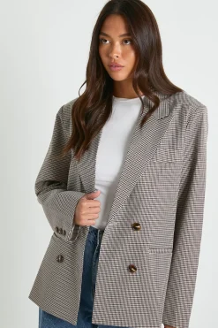 boohoo Blazer sur mesure oversize à petits carreaux Tonal<Femme Tailleurs|Blazers