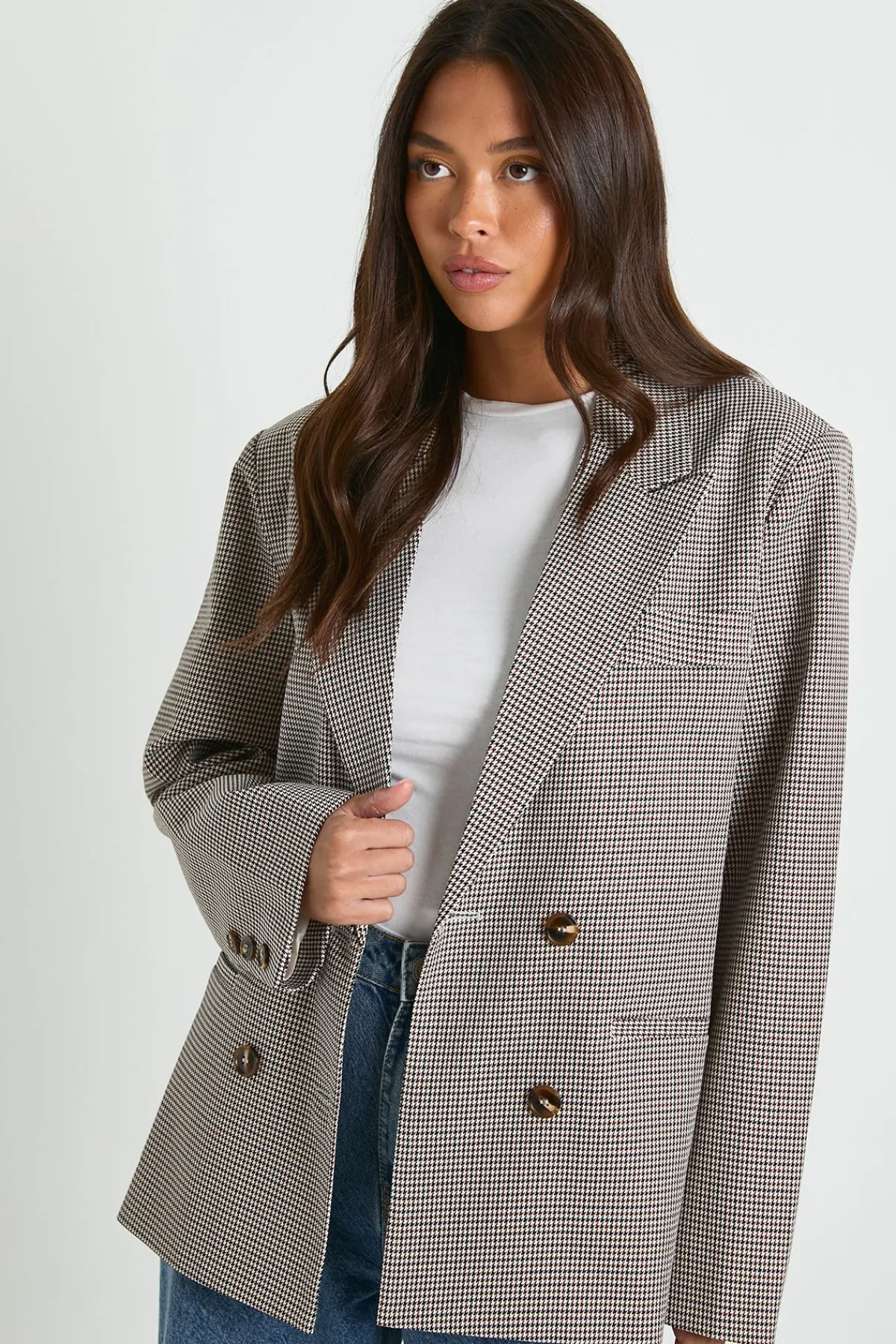 boohoo Blazer sur mesure oversize à petits carreaux Tonal<Femme Tailleurs|Blazers
