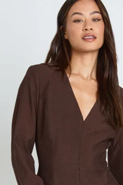 Blazer Taille Haute À Manches Ballon Cintrées Et Taille Resserrée