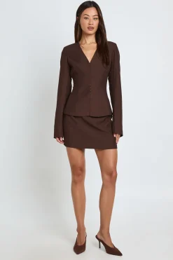 Blazer Taille Haute À Manches Ballon Cintrées Et Taille Resserrée