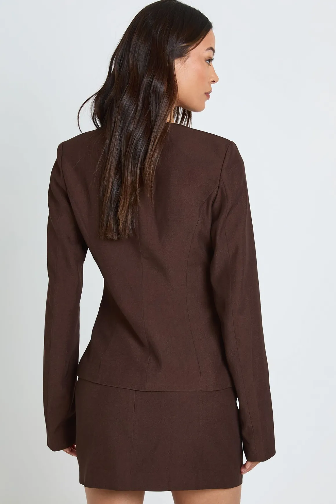 Blazer Taille Haute À Manches Ballon Cintrées Et Taille Resserrée