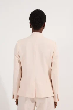 Blazer tailleur asymétrique à simple boutonnage, stretch, compact pour petites tailles
