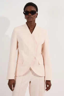 Blazer tailleur asymétrique à simple boutonnage, stretch, compact pour petites tailles