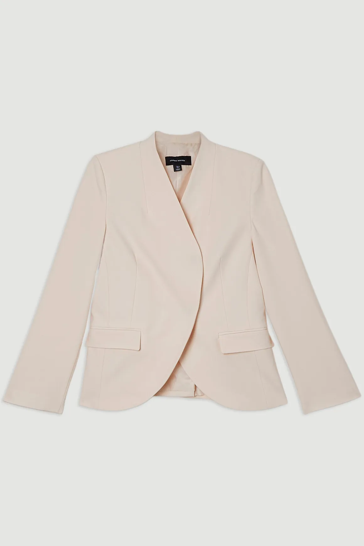 Blazer tailleur asymétrique à simple boutonnage, stretch, compact pour petites tailles