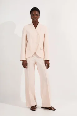 Blazer tailleur asymétrique à simple boutonnage, stretch, compact pour petites tailles
