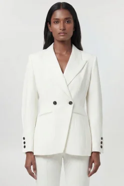 Blazer Tailleur Cintré Taille Sculptée En Tissu Stretch Compact