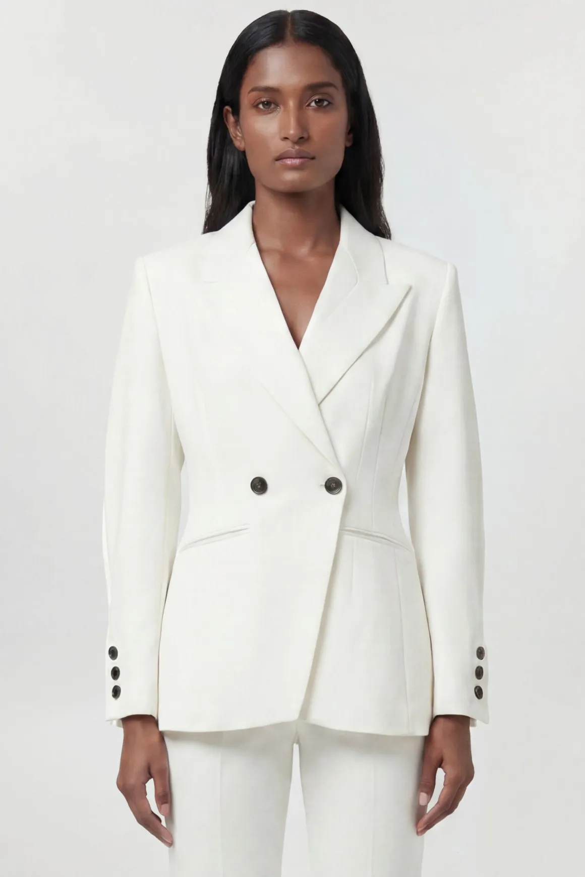 Blazer Tailleur Cintré Taille Sculptée En Tissu Stretch Compact