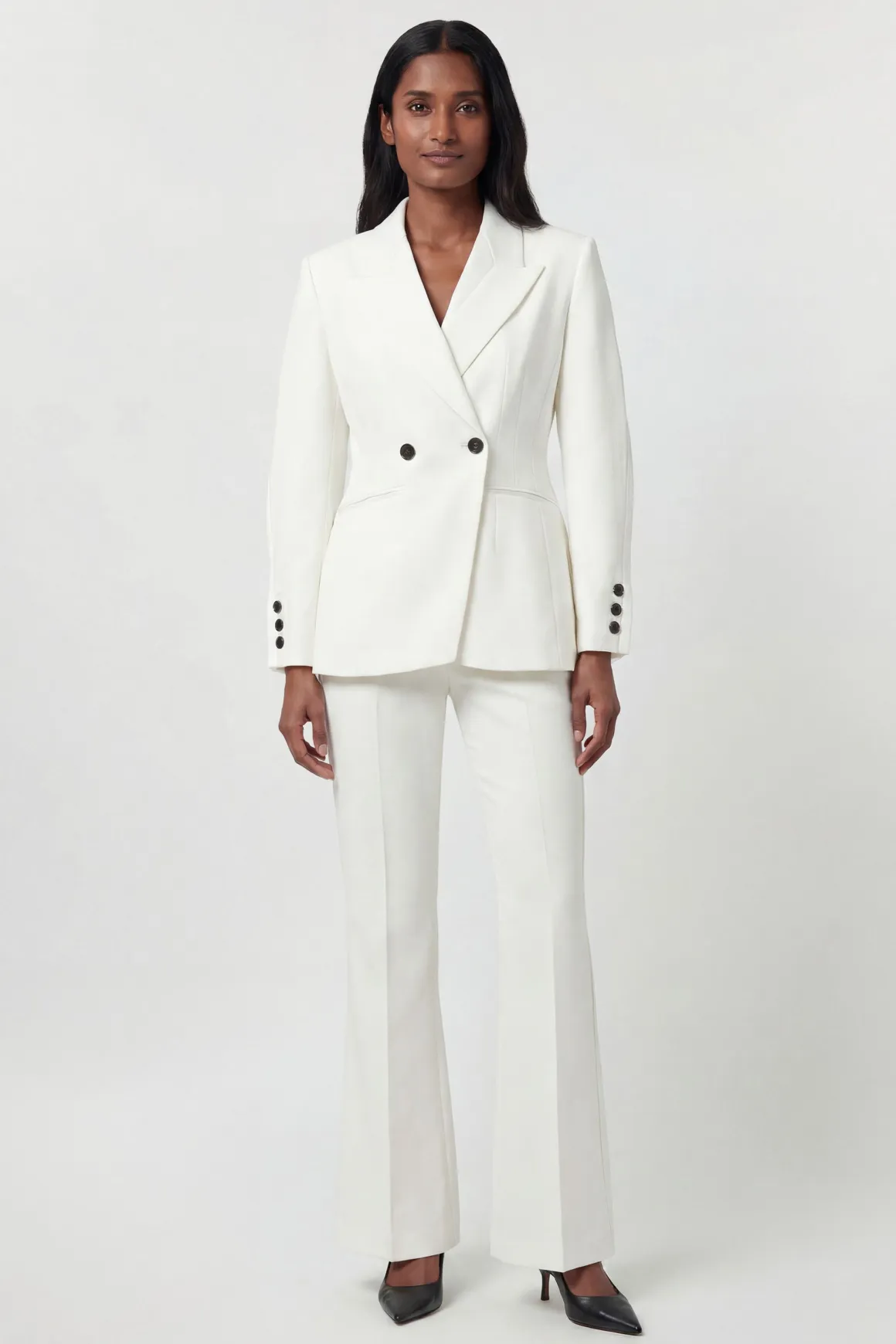 Blazer Tailleur Cintré Taille Sculptée En Tissu Stretch Compact