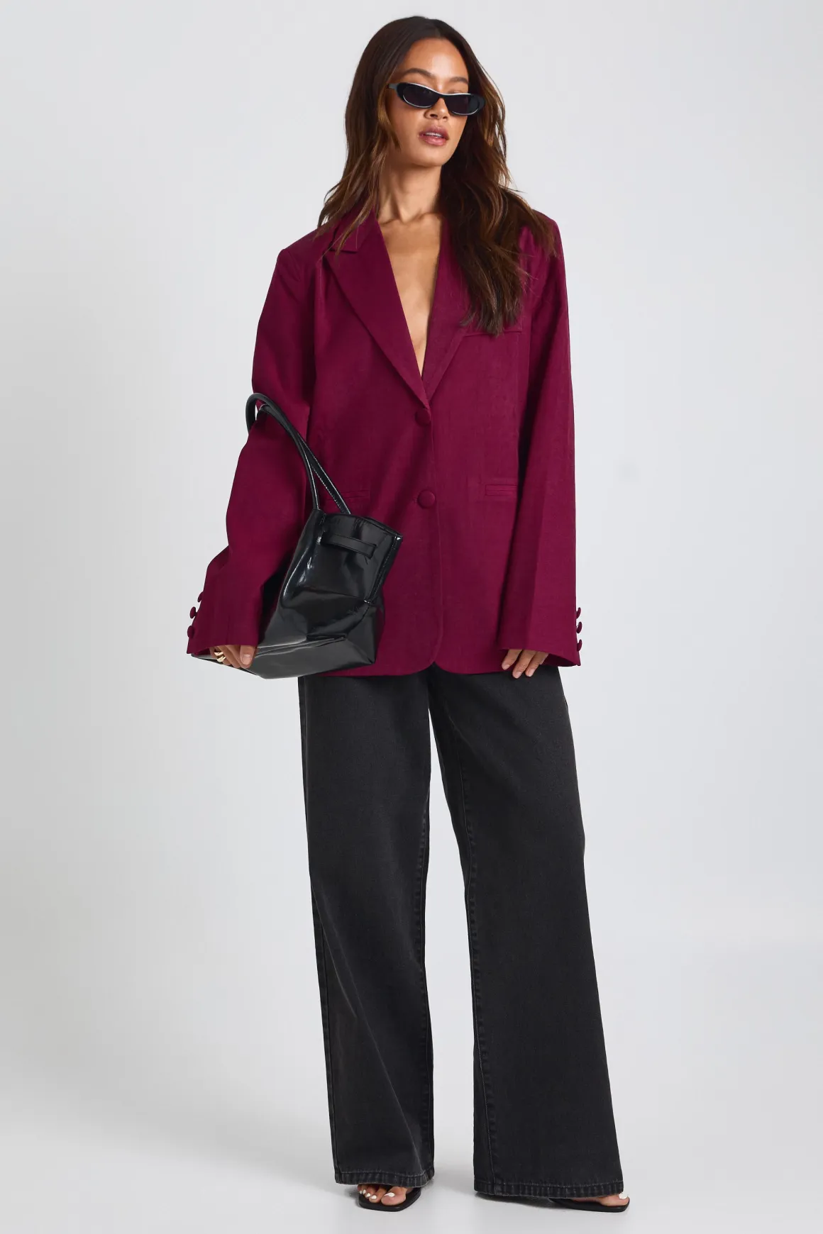 Blazer Tailleur Coupe Décontractée À Simple Boutonnage Pour Grande Taille