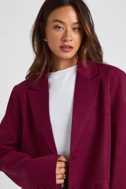 Blazer Tailleur Coupe Décontractée À Simple Boutonnage Pour Grande Taille