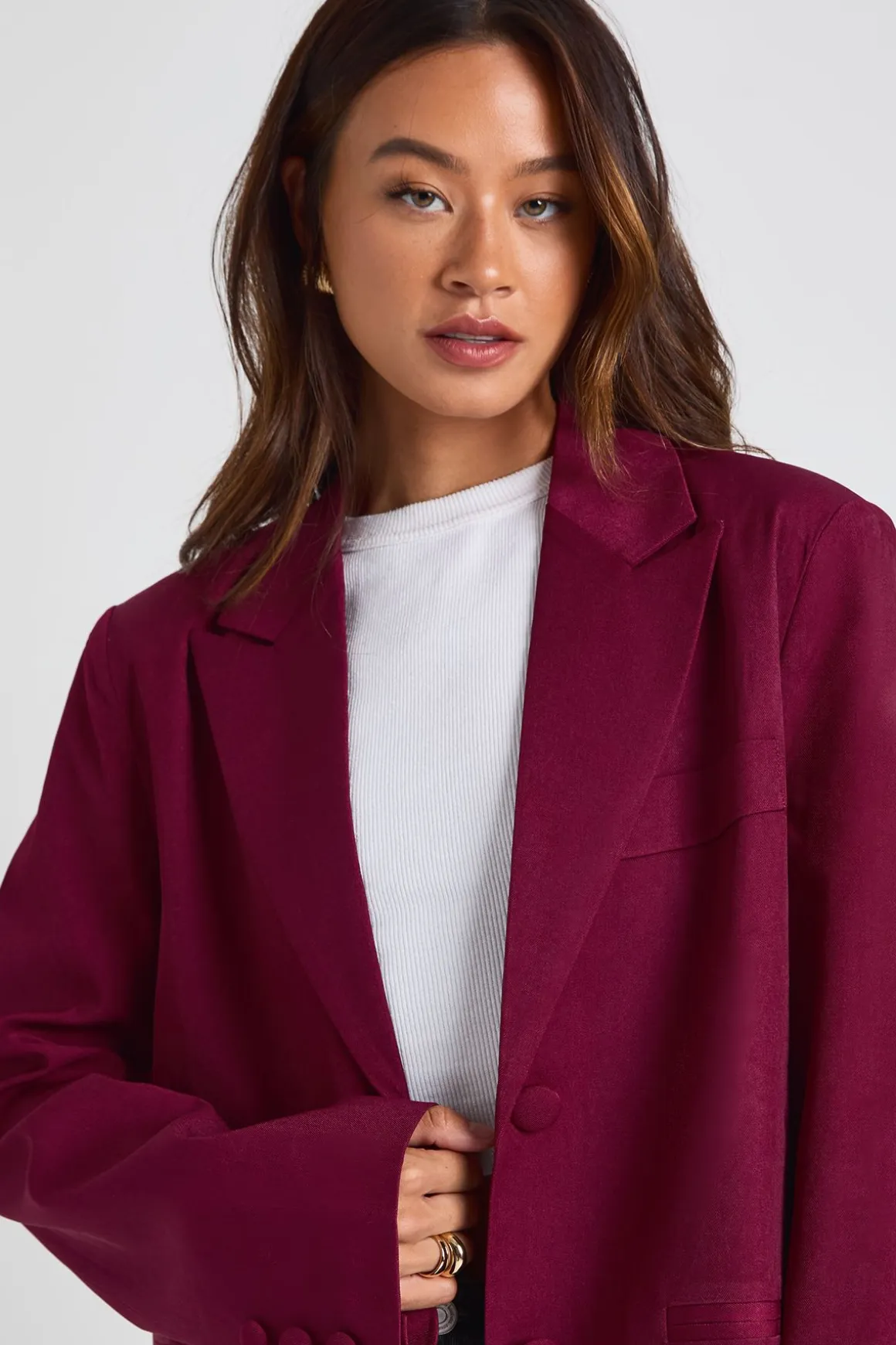 Blazer Tailleur Coupe Décontractée À Simple Boutonnage Pour Grande Taille