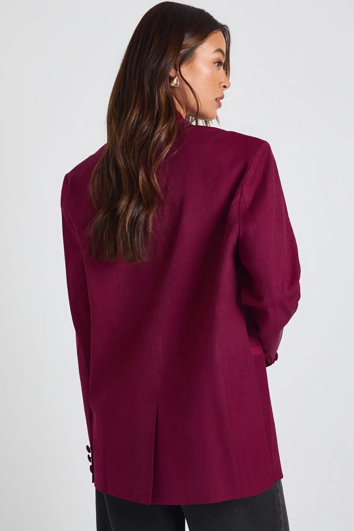 Blazer Tailleur Coupe Décontractée À Simple Boutonnage Pour Grande Taille