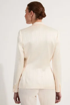 Blazer tailleur oversize pour petites en satin premium à fines rayures style smoking