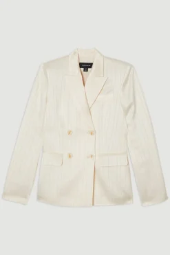 Blazer tailleur oversize pour petites en satin premium à fines rayures style smoking