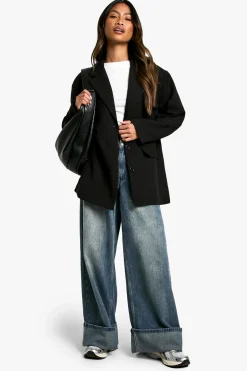 Blazer Tissé Ample Oversize à Grandes Poches