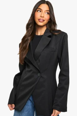 boohoo Blazer tissé sur mesure cintré<Femme Blazers|Vestes & Manteaux