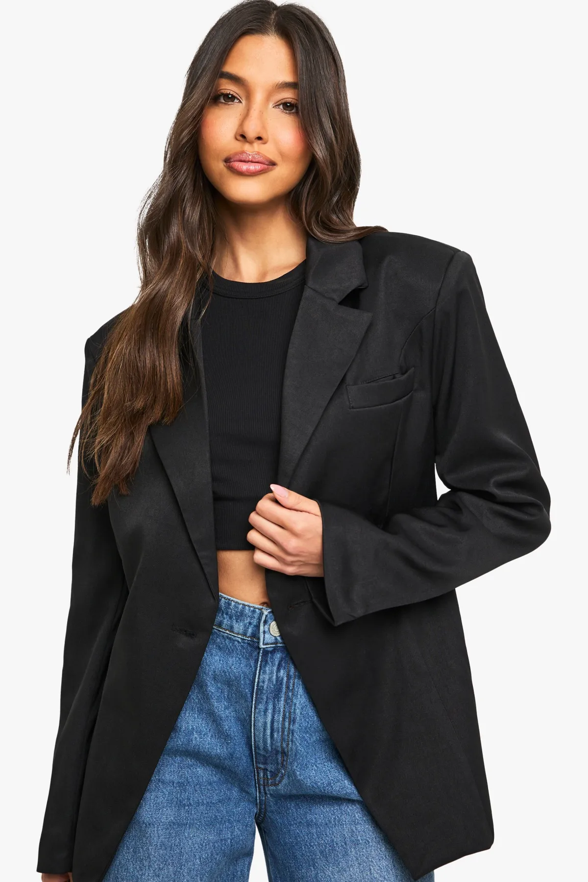 boohoo Blazer tissé sur mesure cintré<Femme Blazers|Vestes & Manteaux
